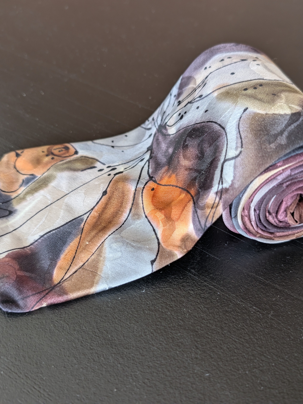 Hand-Painted Abstract Silk Scarf